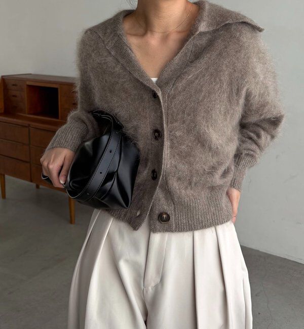  「【上質な着心地】WOOL100ミンクタッチカーディガン」|カーディガン|