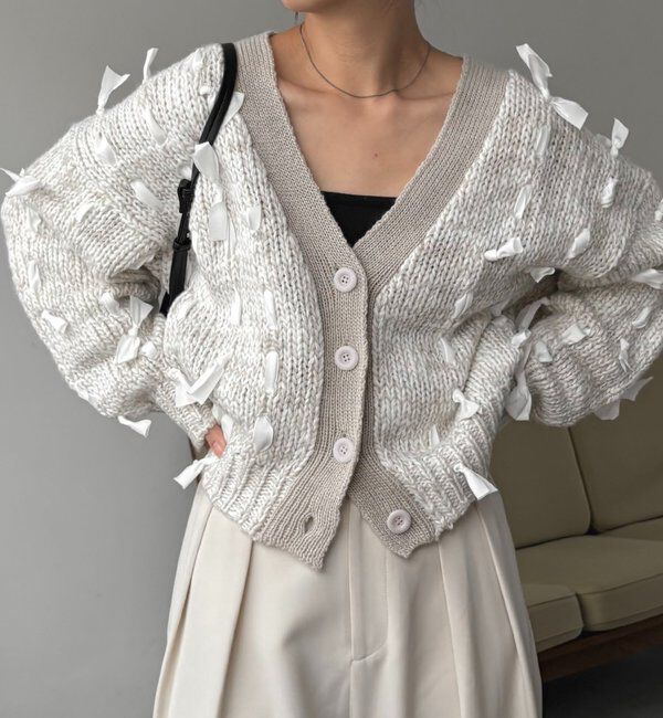  「リボンニットカーディガン」|カーディガン|