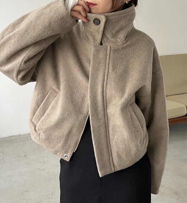  「【2WAYで着用可能】スタンドウールショートコート」|その他|