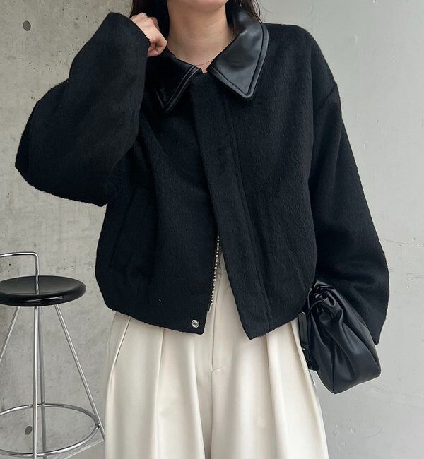  「【2WAYで着用可能】スタンドウールショートコート」|その他|