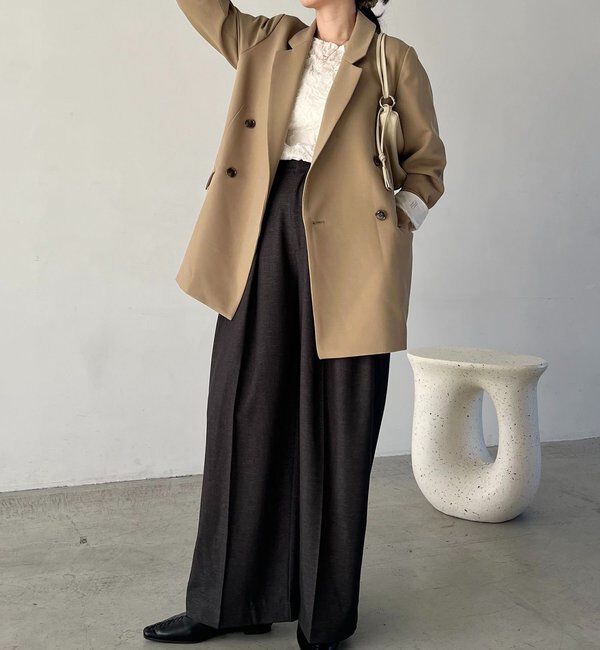  「【再販・サイズ展開あり・WEB限定カラー/グレージュ】Wテーラージャケット」|テーラードジャケット|