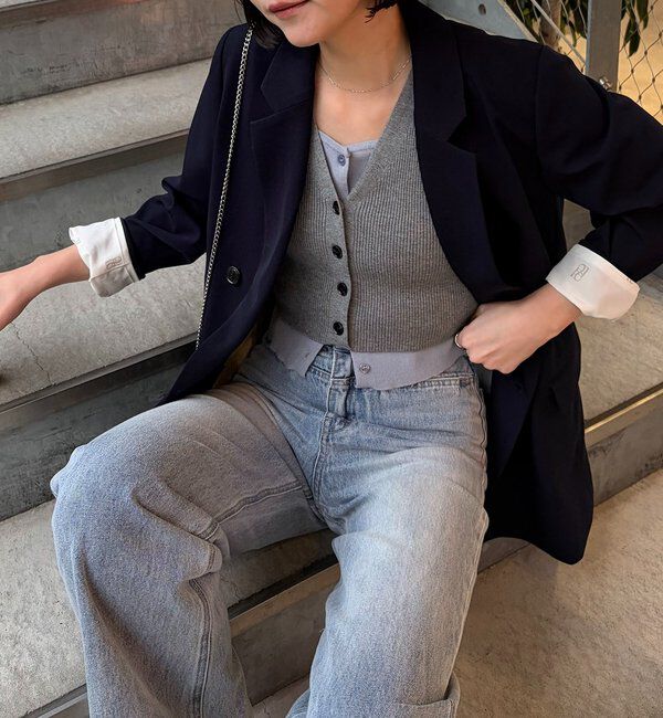  「【再販・サイズ展開あり・WEB限定カラー/グレージュ】Wテーラージャケット」|テーラードジャケット|