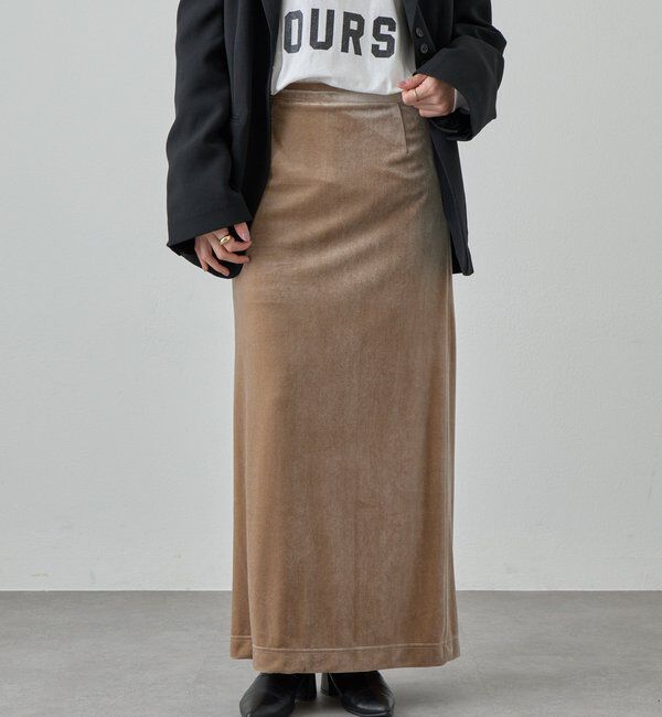  「ベロアタイトスカート」|スカート|ベージュ
