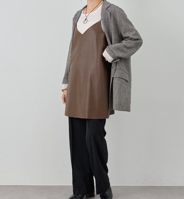  「《レイヤードにも◎》レザーチュニックキャミ」|シャツ・ブラウス|