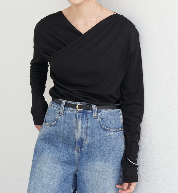  「カシュクールカットソー」|Tシャツ・カットソー|ブラック