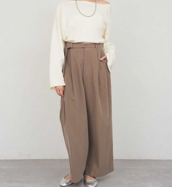  「ダブルタックストライプワイドパンツ」|チノ|