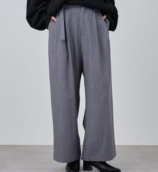  「ダブルタックストライプワイドパンツ」|チノ|