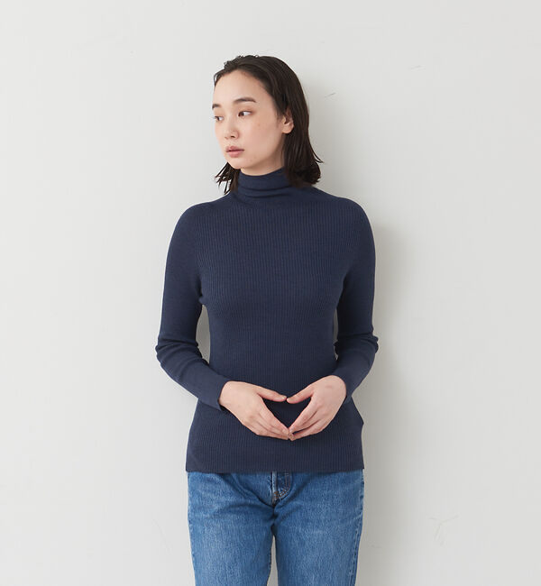 collex「ピュアウールリブタートルニット」|ニット・セーター|