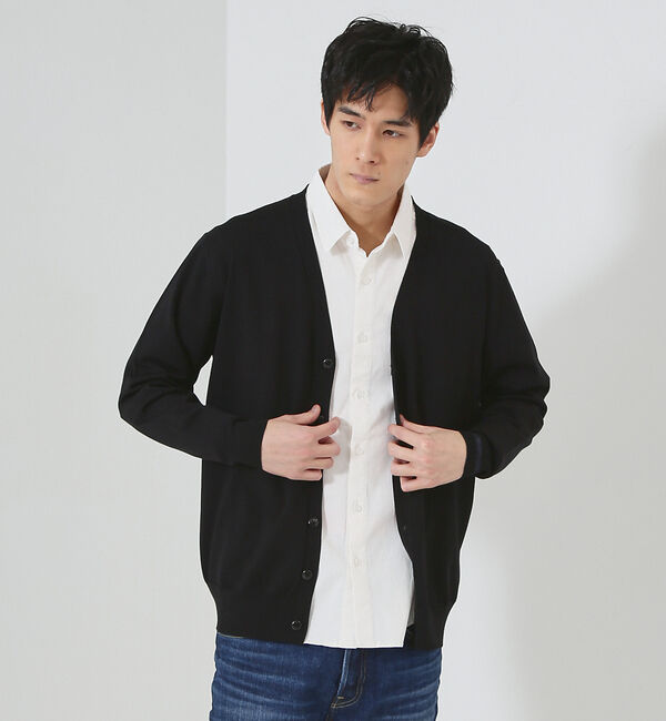 ABAHOUSE「【シルクブレンド】ベーシック Vネック カーディガン」|カーディガン|ブラック