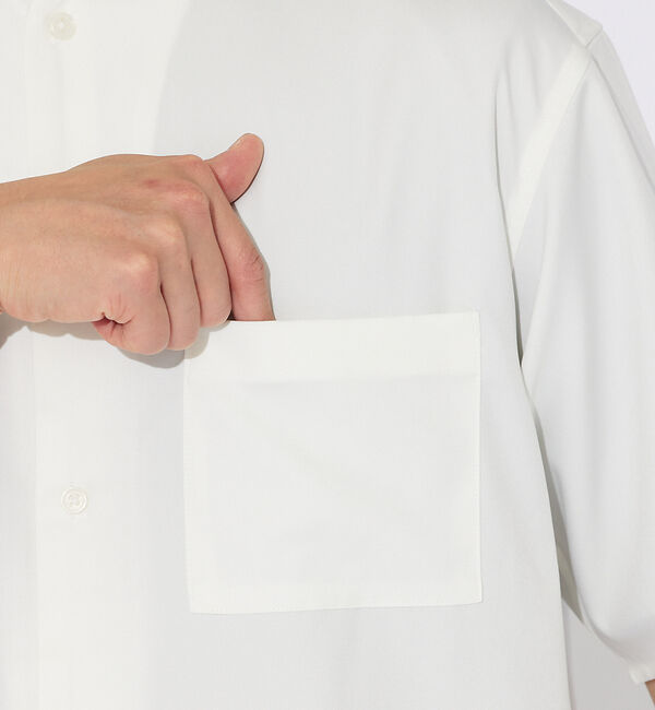 ABAHOUSE「【変形襟】トロミシャンブレー カラーレス 半袖シャツ / バンドカラー」|シャツ・ブラウス|