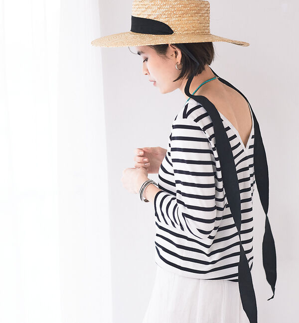 Rouge vif「バックVネック天竺ボーダープルオーバー」|Tシャツ・カットソー|