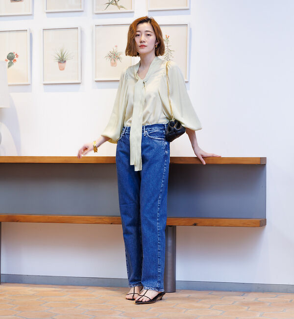 Rouge vif「とろみ素材 ギャザースリーブボウタイブラウス」|シャツ・ブラウス|