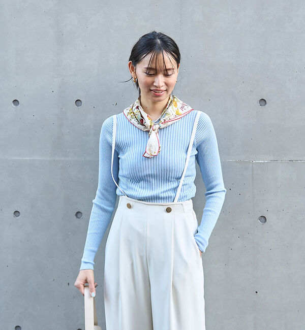 Rouge vif「シルク混ワイドリブプルオーバーニット」|ニット・セーター|