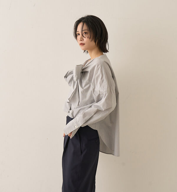 Rouge vif「コットンチェックリボンブラウス」|シャツ・ブラウス|