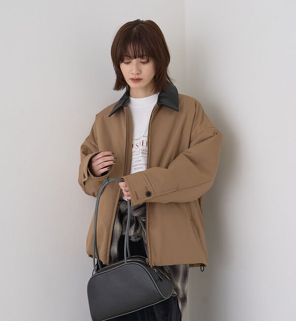 Rouge vif「異素材衿パフィブルゾン/ハンティングジャケット」|ブルゾン・スタジャン|