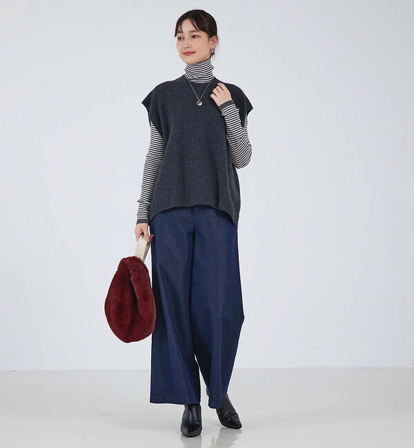 qualite「ワイドフレアーラメデニム」|デニム|