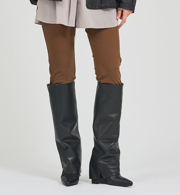 qualite「【REMME】カバーロングウェッジ/ロングブーツ」|ショートブーツ|