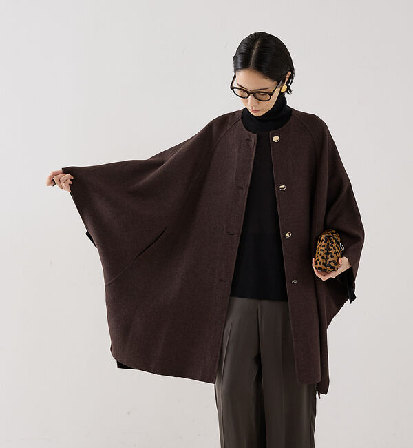 The Store by C' 「【COCUCA】リバーカラーケープ」|ノーカラーコート|