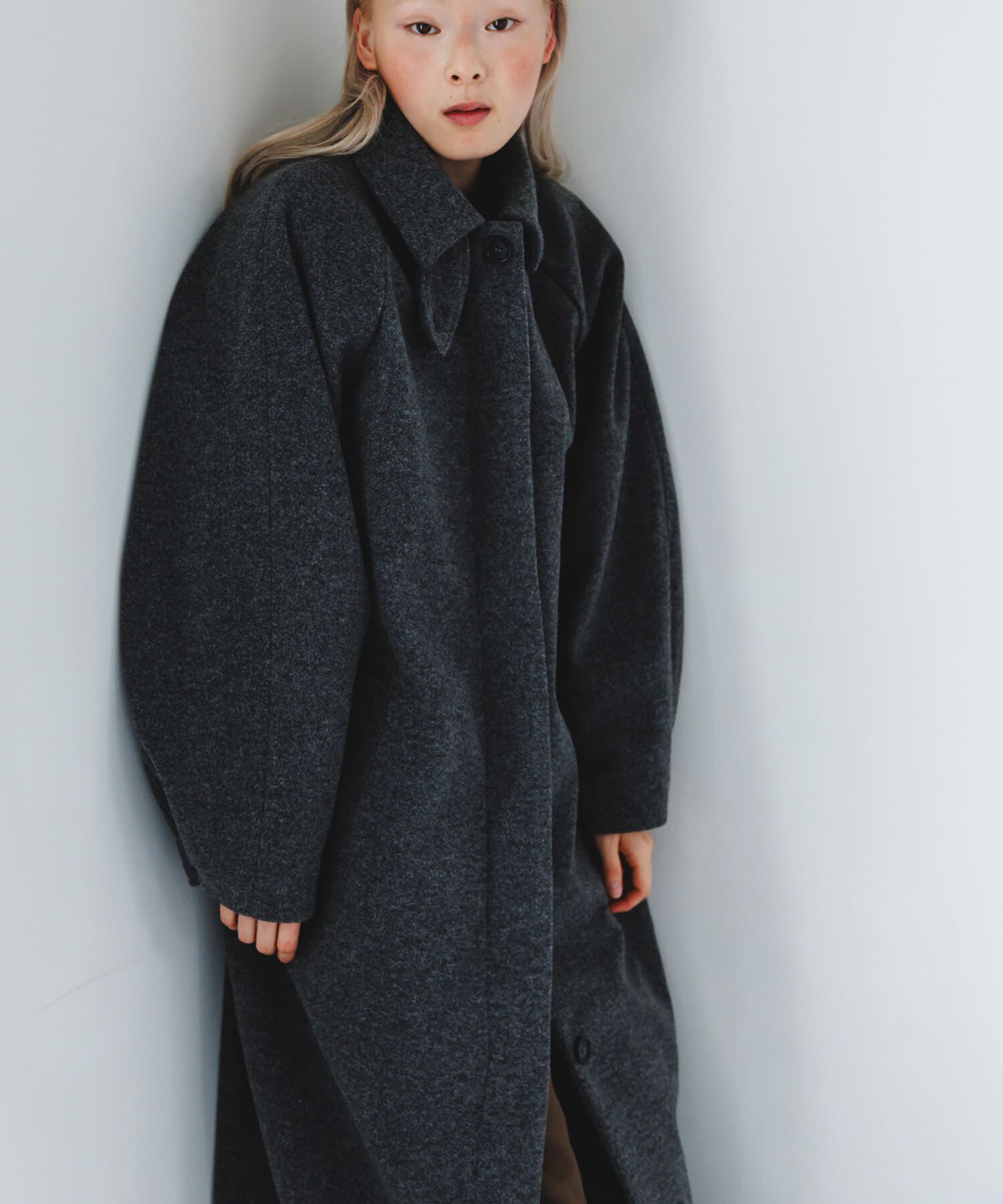  「ステンカラーコクーンロングコート」|ステンカラーコート|