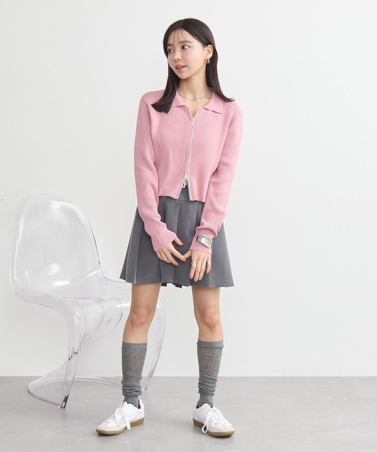 earth music&ecology「Wジップリブカーディガン」|カーディガン|