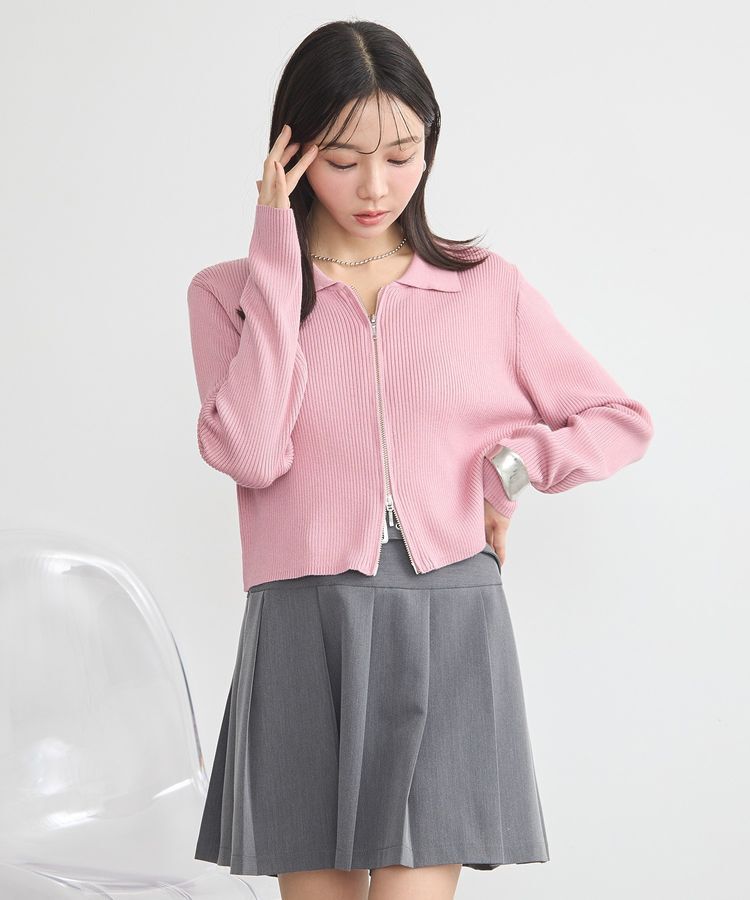 earth music&ecology「Wジップリブカーディガン」|カーディガン|