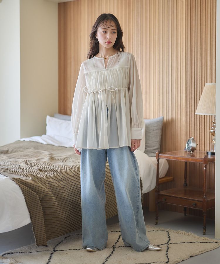 earth music&ecology「タックホックデニムパンツ」|デニム|