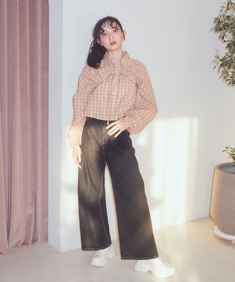 earth music&ecology「タックホックデニムパンツ」|デニム|