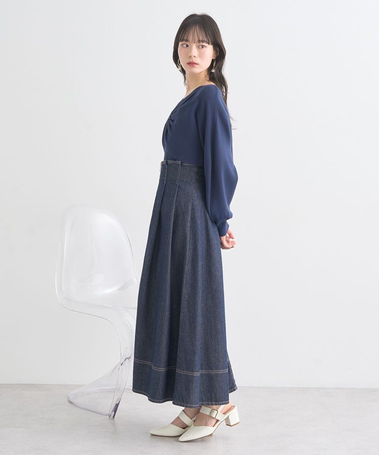 earth music&ecology「フロントZIPデニムスカート」|フレア|