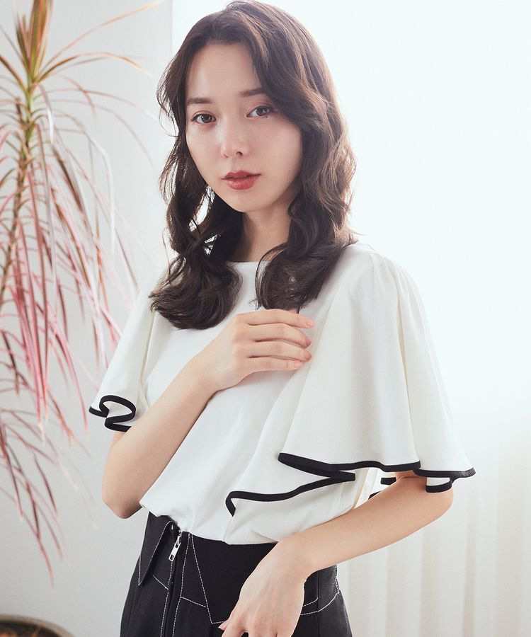 earth music&ecology「パイピングフレアスリーブカットソー」|Tシャツ・カットソー|