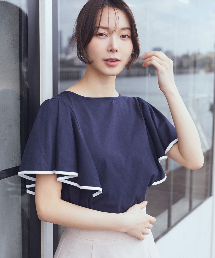 earth music&ecology「パイピングフレアスリーブカットソー」|Tシャツ・カットソー|