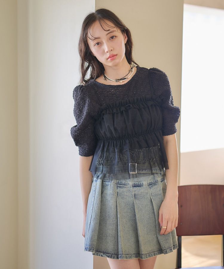 earth music&ecology「SET2点フラワープルオーバー＋チュールビスチェ」|Tシャツ・カットソー|