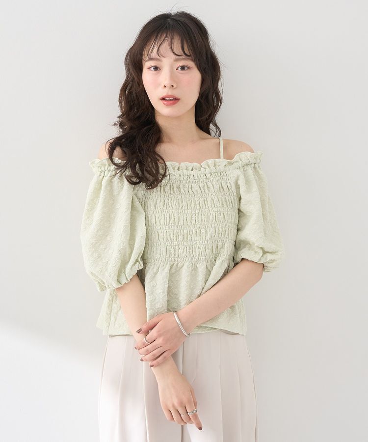 earth music&ecology「2wayオフショルジャガードブラウス」|シャツ・ブラウス|