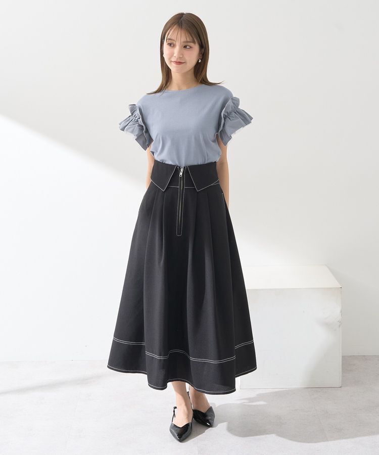 earth music&ecology「フォールドオーバーウエストスカート」|フレア|