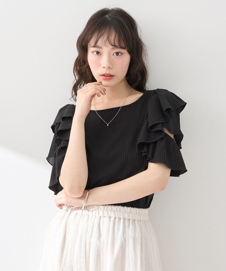 earth music&ecology「袖フリルデザインプルオーバー」|Tシャツ・カットソー|