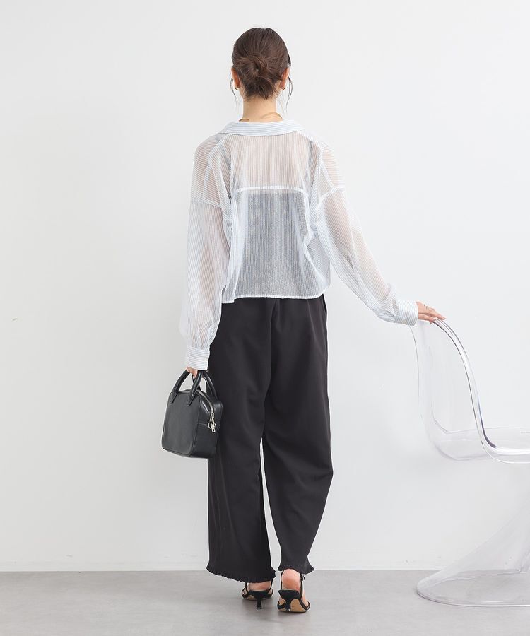 earth music&ecology「メッシュストライプショートシャツ」|シャツ・ブラウス|