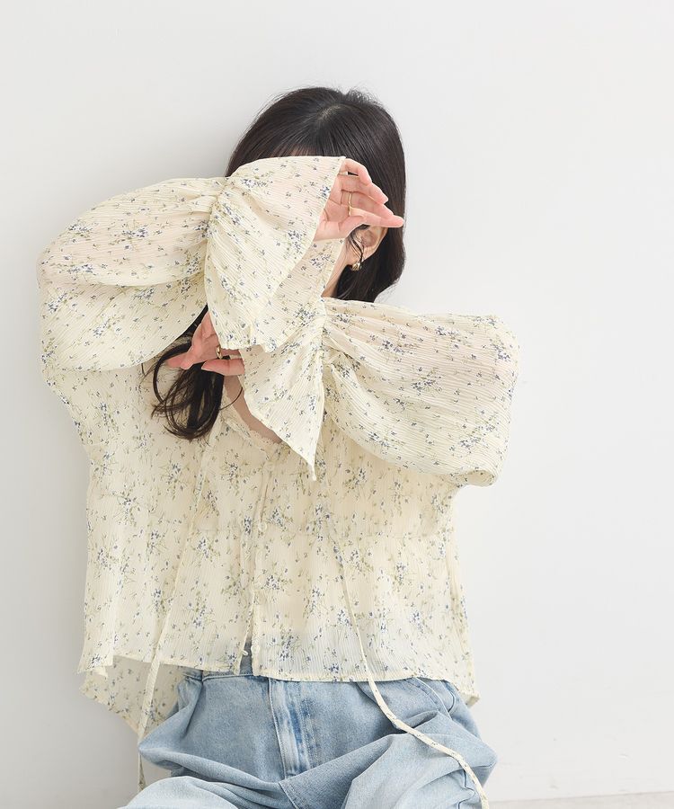earth music&ecology「ナローリボンくしゅくしゅギャザーブラウス」|シャツ・ブラウス|