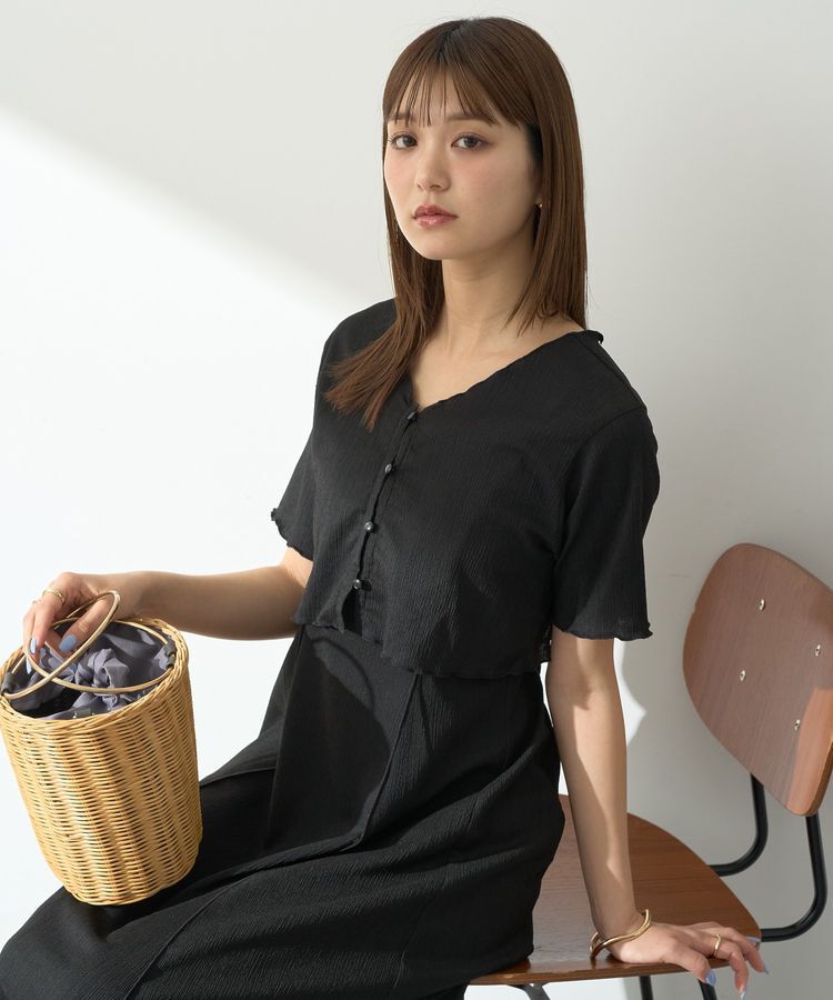 earth music&ecology「SET2点ギャザーカットカーデ＋キャミワンピース」|ワンピース|