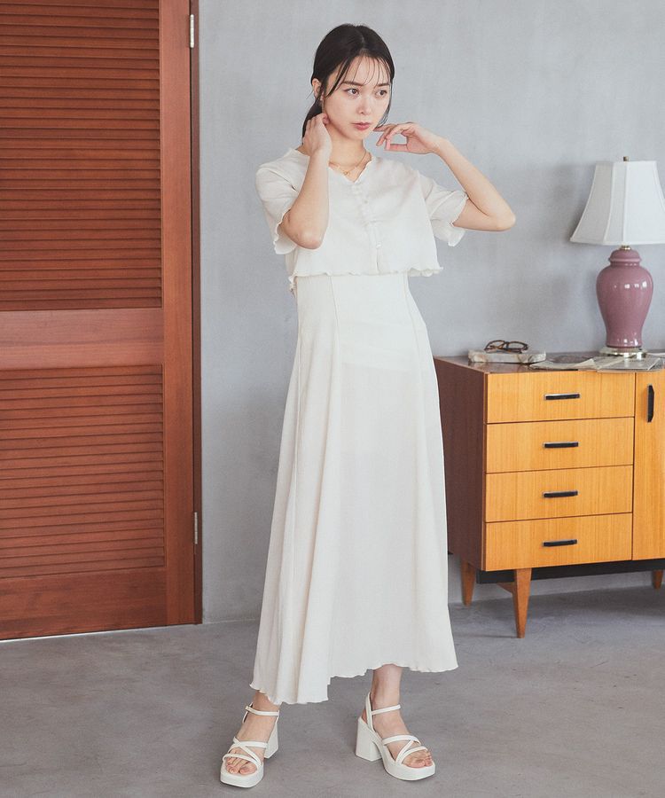 earth music&ecology「SET2点ギャザーカットカーデ＋キャミワンピース」|ワンピース|