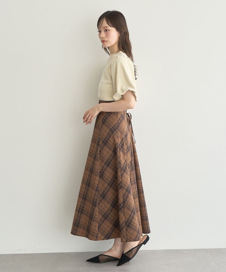 earth music&ecology「バックレースアップチェックスカート」|フレア|