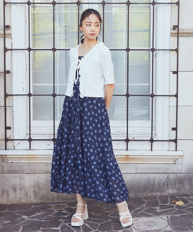 earth music&ecology「フリルカットリブカーディガン」|Tシャツ・カットソー|