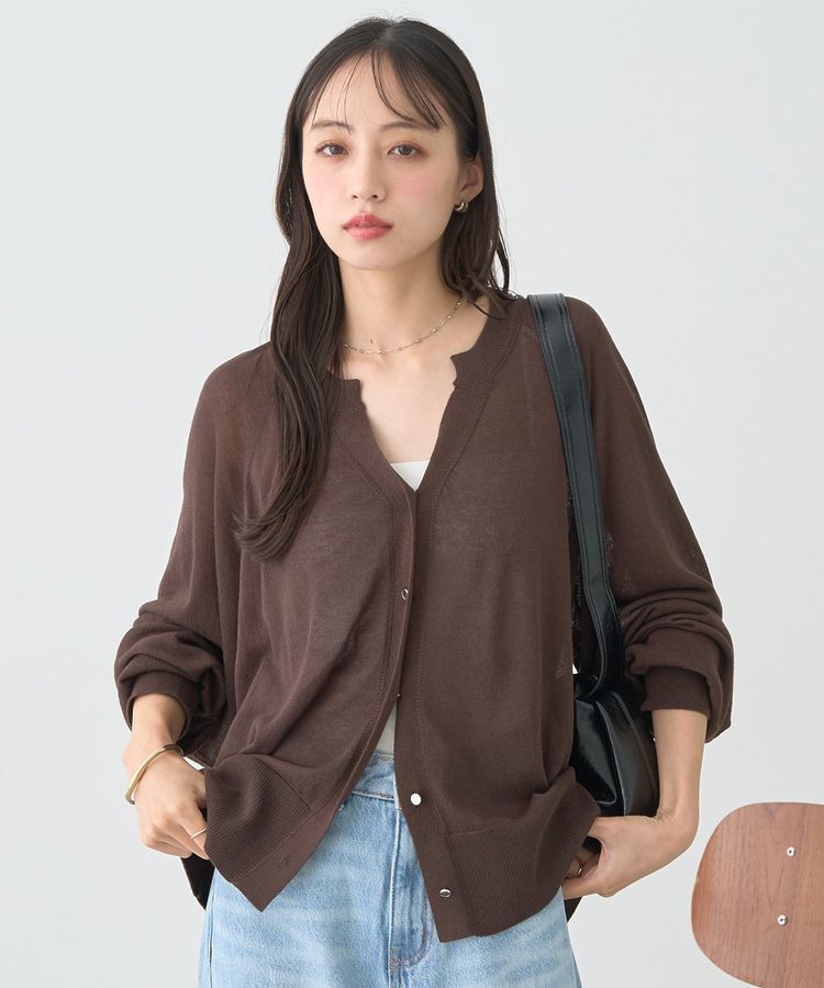 earth music&ecology「キーネックシアーカーディガン」|カーディガン|