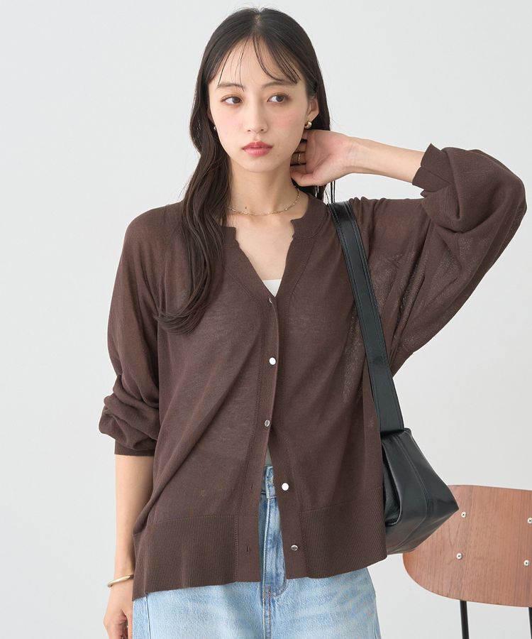 earth music&ecology「キーネックシアーカーディガン」|カーディガン|