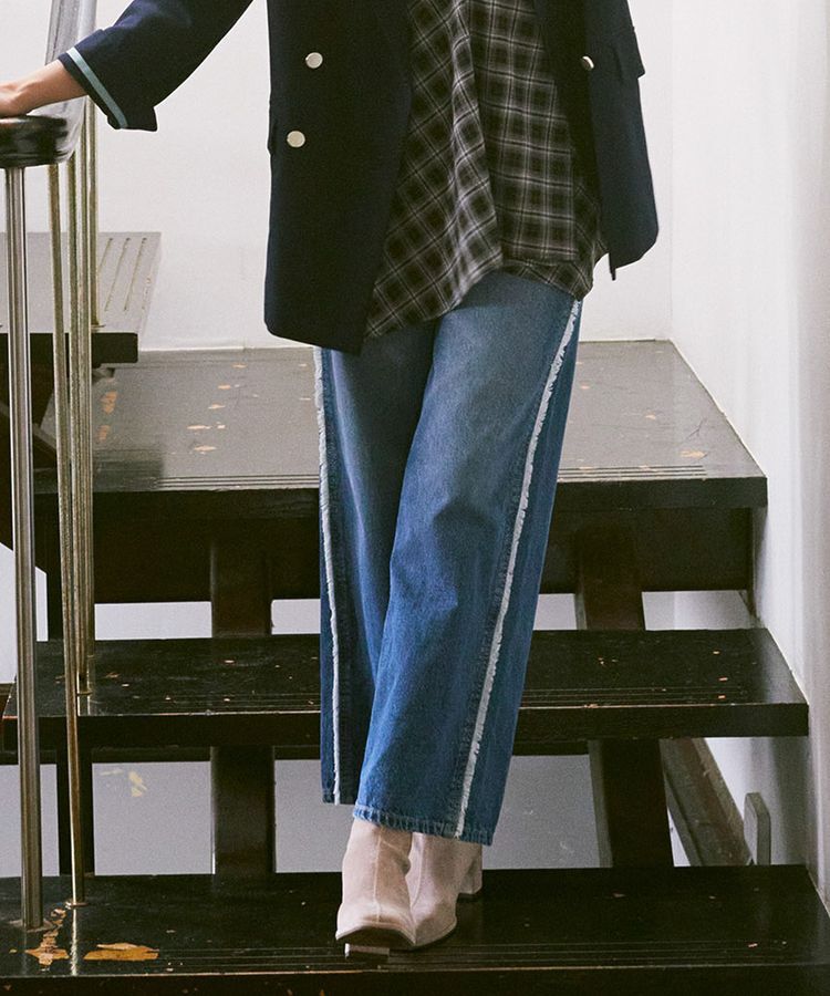earth music&ecology「ワイドフリンジデニムパンツ」|デニム|
