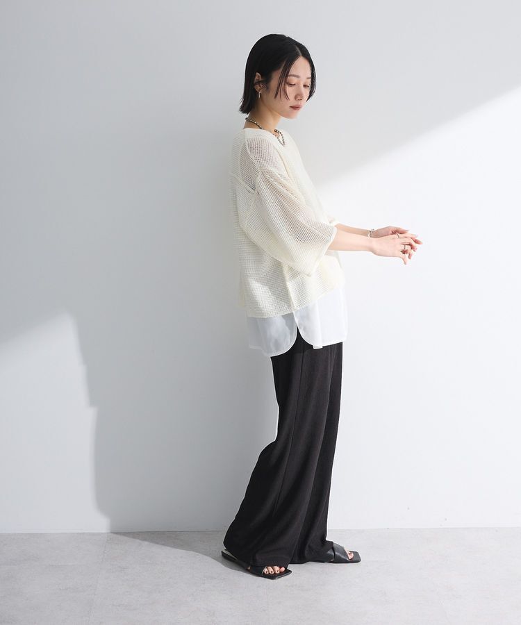 armonia「七分袖コットンメッシュラグラントップス」|Tシャツ・カットソー|