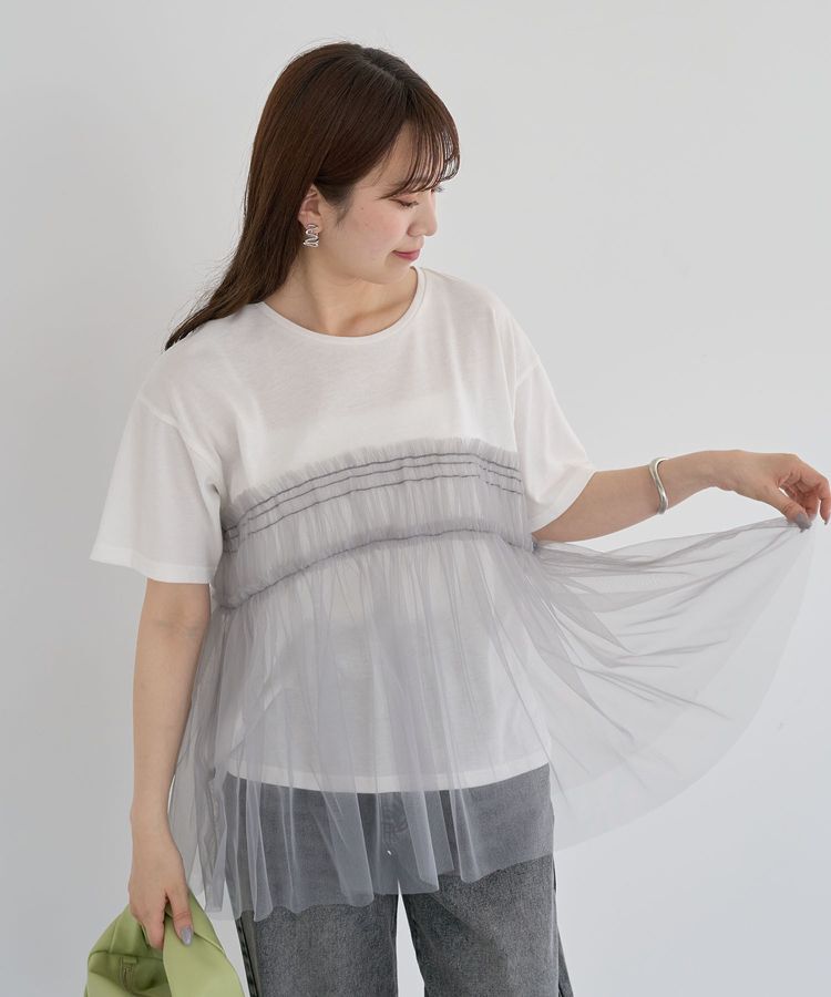 Green Parks「・ELENCARE DUE チュールドッキングTEE」|Tシャツ・カットソー|Off White