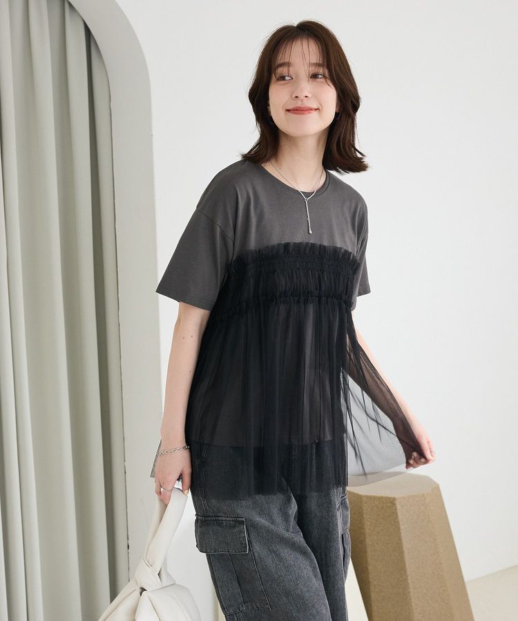 Green Parks「・ELENCARE DUE チュールドッキングTEE」|Tシャツ・カットソー|