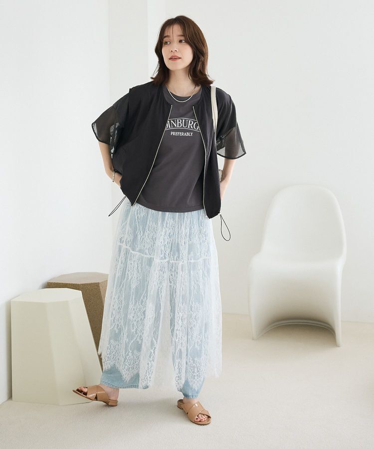 Green Parks「袖メッシュドッキングロゴプルオーバー」|Tシャツ・カットソー|