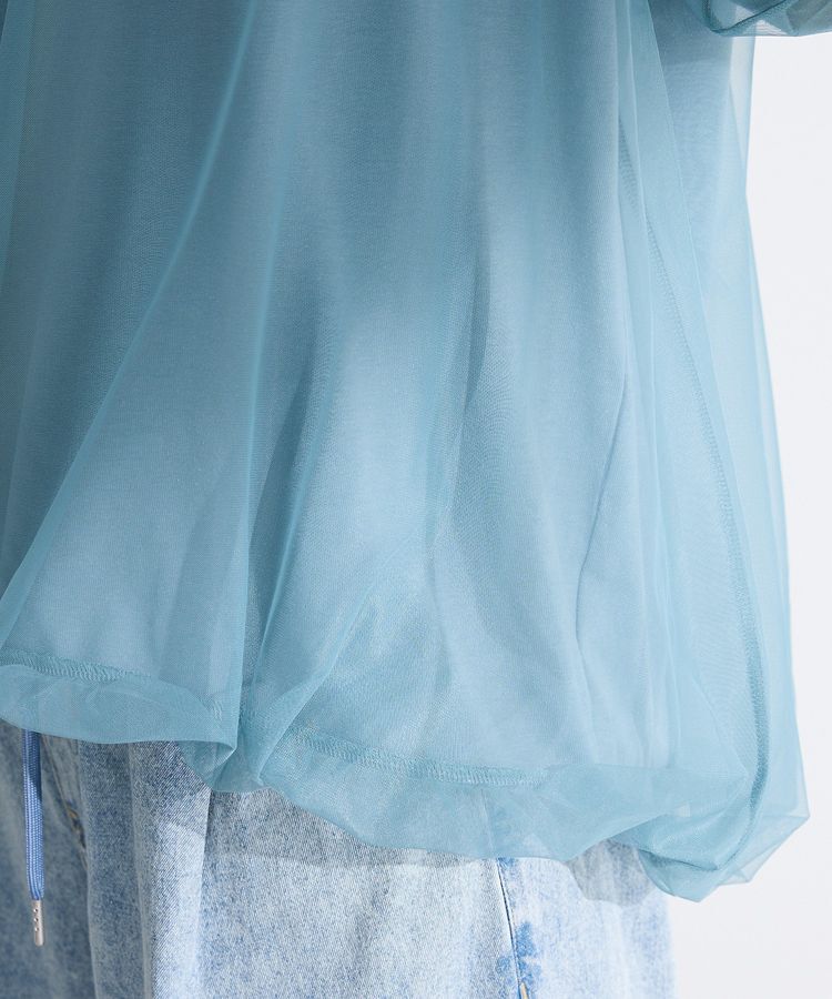 Green Parks「チュールドッキングバルーン5分袖プルオーバー」|Tシャツ・カットソー|