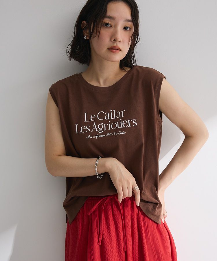 Green Parks「ノースリーブフェミニンロゴプルオーバー」|Tシャツ・カットソー|Brown