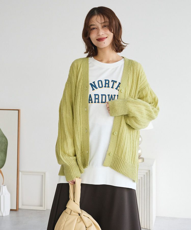 Green Parks「シアーニットVネックカーディガン」|カーディガン|